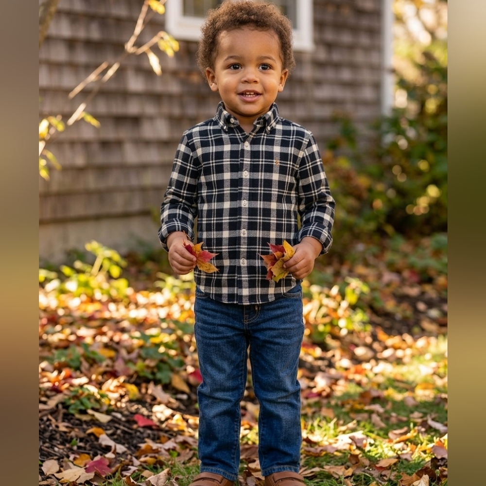 Polo by Ralph Lauren Boys' Black & Cream Plaid Button-Down Shirt